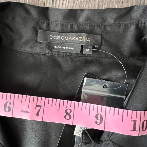 BCBGMaxAzria NWT Black Front Pleated Silk Blend Waist Tie Dress - Picture 16 of 16